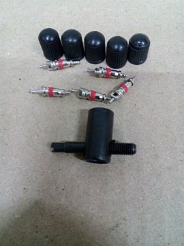 Набор автолюбителя №1 (5 колпачков пластик, 5 золотников, ключ) 4362