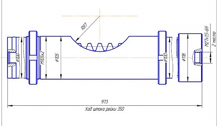 Гидроцилиндр грейф. поворота ЕПЭ048 (реечный) 80х350х57