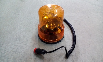 Маячок проблесковый оранжевый 12в (магнит/прикур) 09.1437