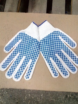 Перчатки х/б ПВХ обливные/точка (67713)