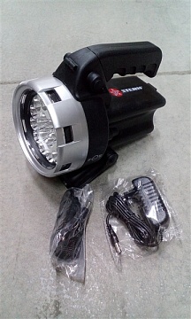 Фонарь светодиодный 220х132, ремень + зарядное прикуриватель/220 В (90533)