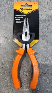 Длинногубцы изогнутые Classic, 160 мм, шлифованные, пластмассовые рукоятки// SPARTA (17411)