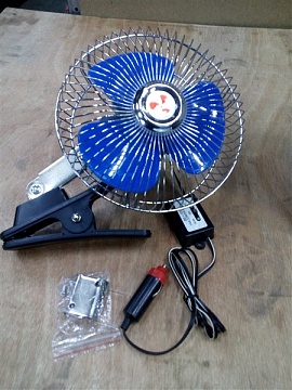 Вентилятор автомобильный (12В) (150/200мм, прищепка + кронштейн)