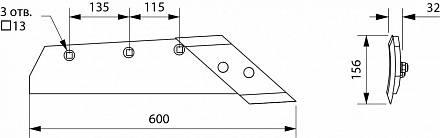Лемех с долотом РЗЗ 11.31.400 (NEW) правый (АЛМАЗ)